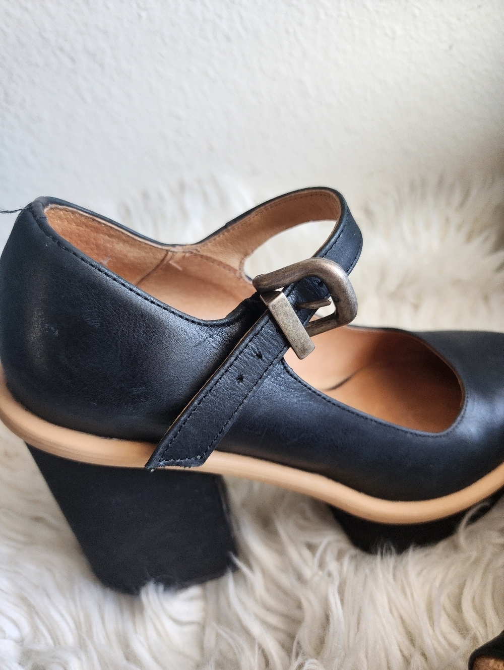 FREE PEOPLE MARY JANE PLATFORM WOMENS HEELS LEATHER MADE IN SPAIN SIZE 37 - Picture 13 of 15